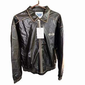 AELFRIC EDEN VINTAGE WASHED FAUX LEATHER JACKET Women's Small Grunge Streetwear